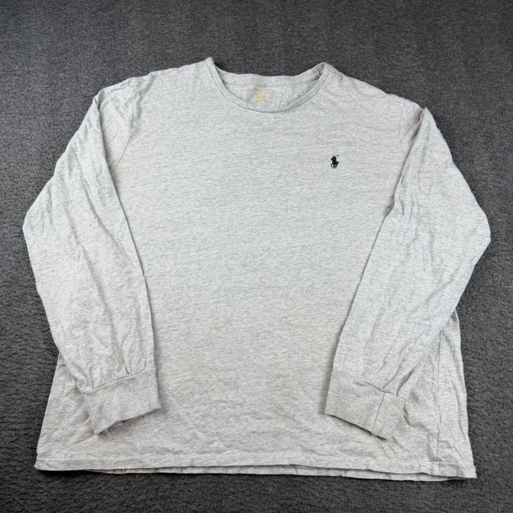 Polo Ralph Lauren T-Shirt Men's XL Gray Long Sleeve Pony Logo Cotton Tee